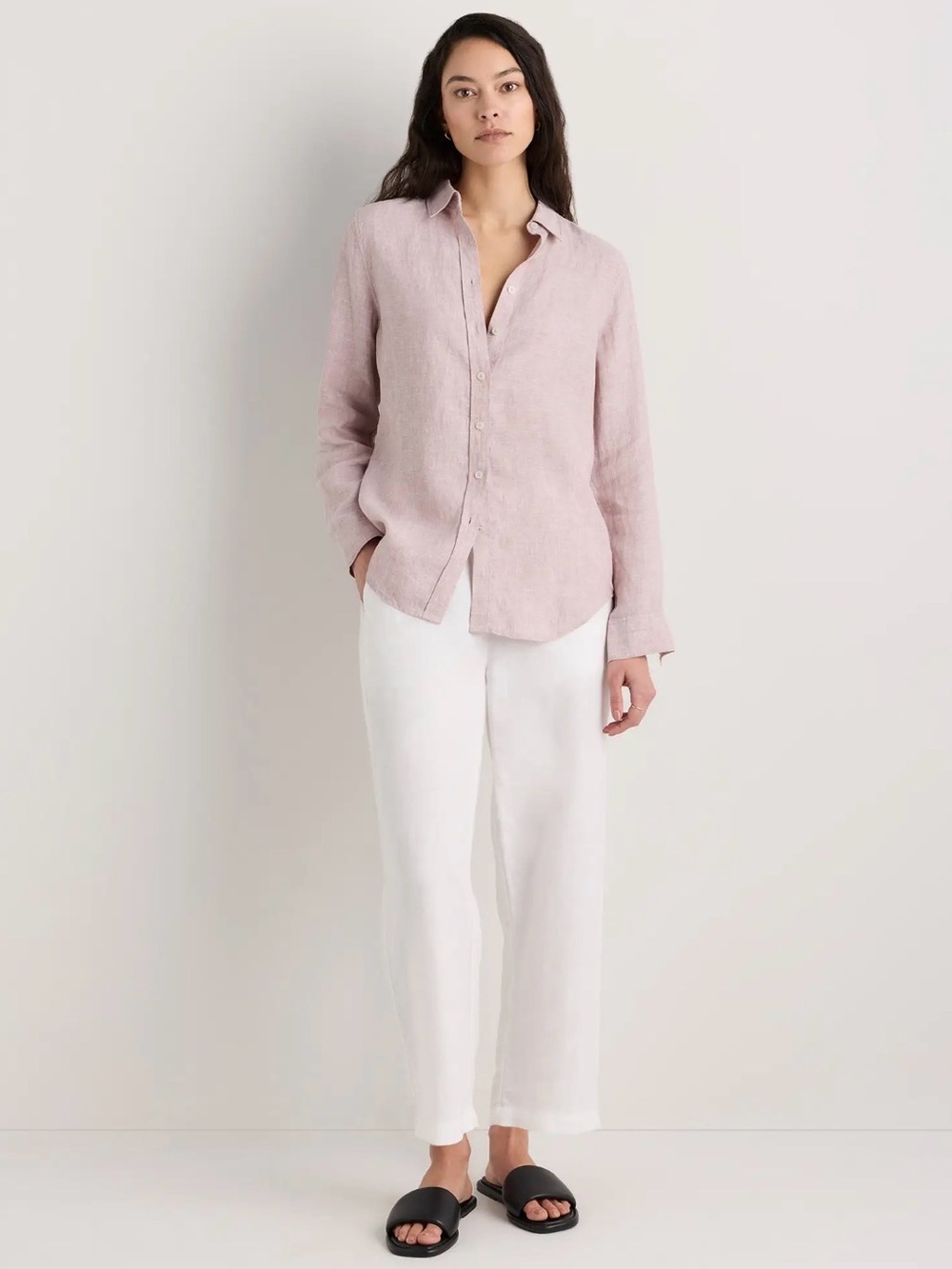 Quince 100% Linen Long Sleeve Shirt - NWT - Sz L - Orig $42